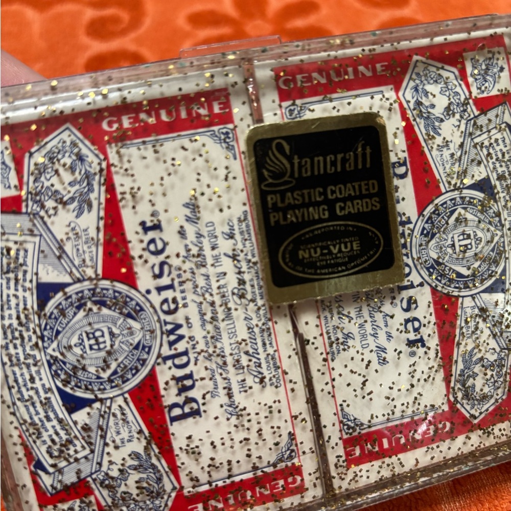 Vintage Budweiser Genuine Playing Cards Bridge Size in plastic Stancraft box